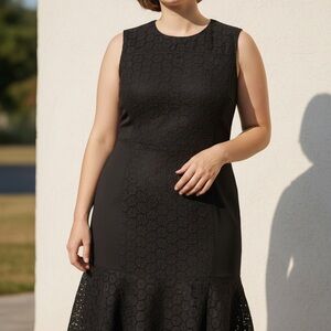 J. Crew Black Textured Midi Dress